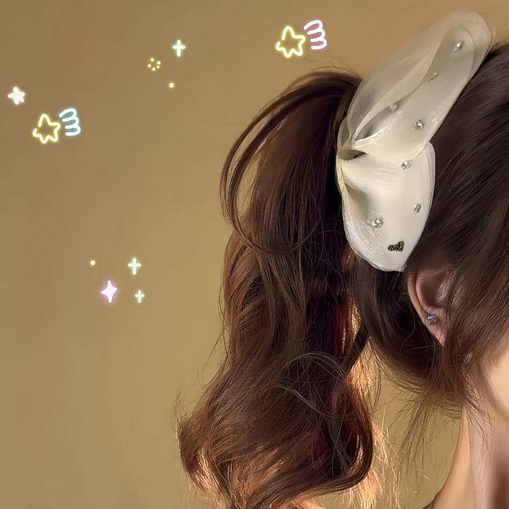 1PC Elegant White Fabric Butterfly Hairpin, Inlaid Petal Design, Perfect for The Bride's Shape