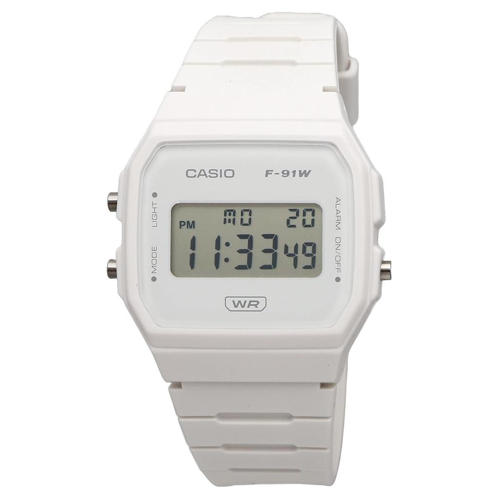 Casio Цифровые Унисекс Часы Биопластик Без Упаковки F-91WB-7A (Белый, Ремешок, Коробка)