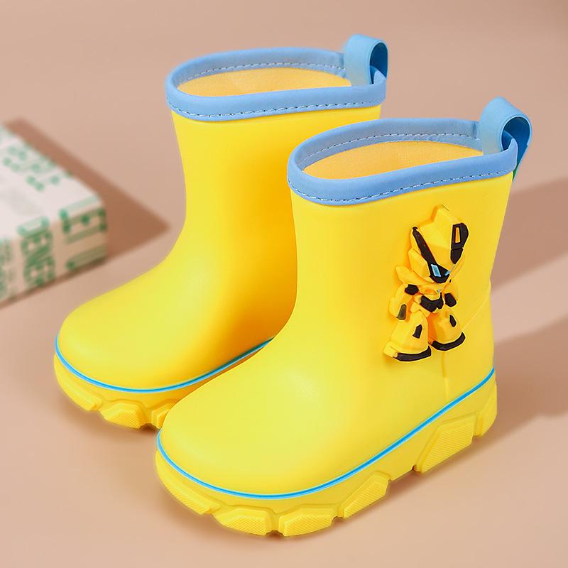 2025 детские дождевики с рисунком из мультфильма износостойкие бархатные теплые и нескользящие школьные водонепроницаемые сапоги средние и большие детские дождевики