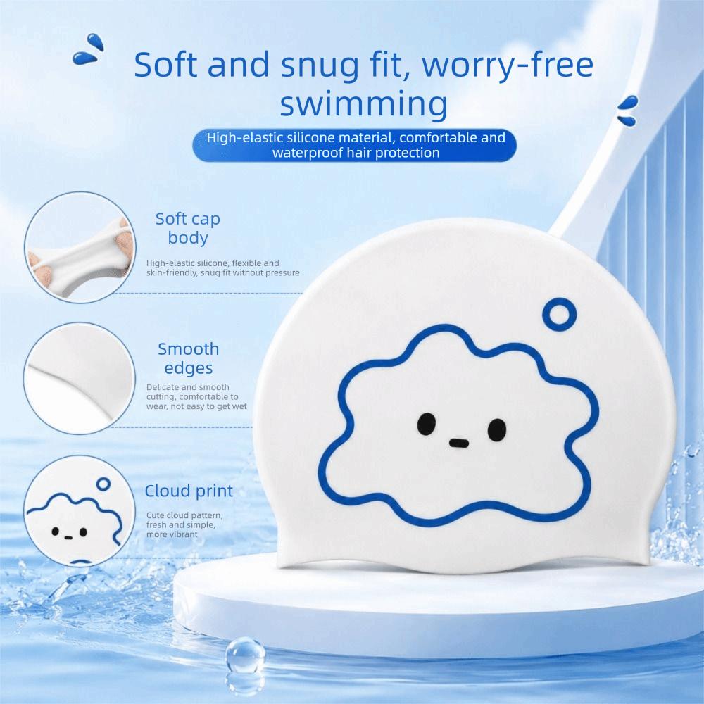 Waterproof Kitten Swim Cap Ear Protection Cartoon Swim Cap Silicone Swimming Hat For Adults