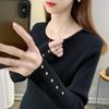 Knitted Bottoming Shirt Women's New Slim-fitting and Thin Solid Color Round Neck Pullover Top