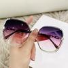 Protective Glasses Rhinestone Decor Rimless Fashion Sunglasses Women Men Casual Gradient Glasses For Summer Beach Party Uv400