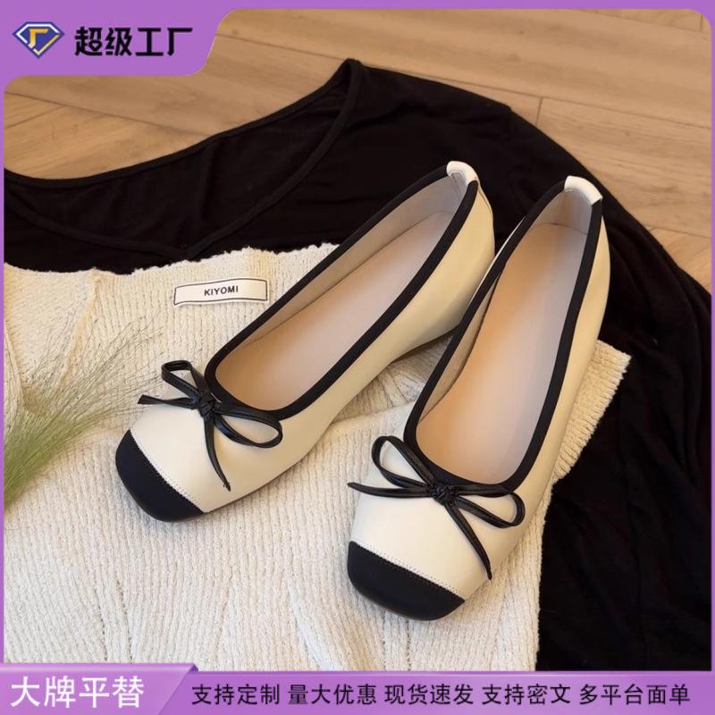 Виноградная мать Хуэйчжоу женская обувь серебристые туфли-лодочки женские летние Сяосянфэн полуподнос балетки бант французская повседневная обувь