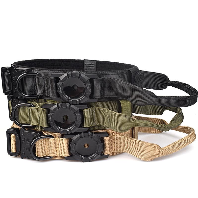 Adjustable Nylon Tactical Dog Collar for AirTag – Anti-Escape & Anti-Explosion