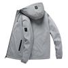 Men S Casual Hooded Jacket Long Sleeve Solid Color Multi Pocket
