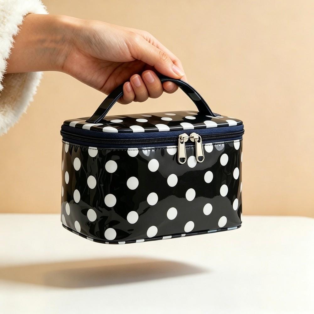 Large capacity Polka Dot PVC Makeup Bag PVC Make Up Organizer for Shampoo Conditioner Brushes Set