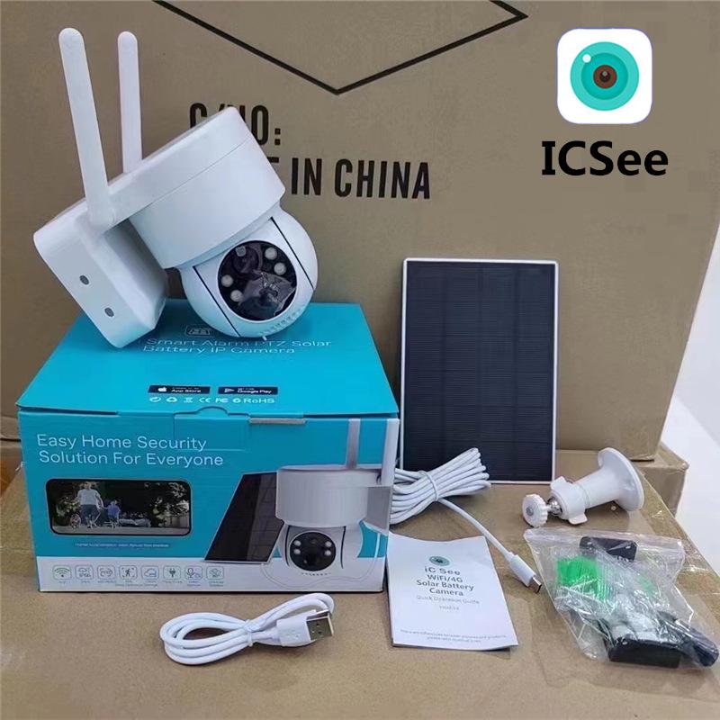 iCSee Solar-Powered PTZ Wireless Security Camera with Battery Monitor