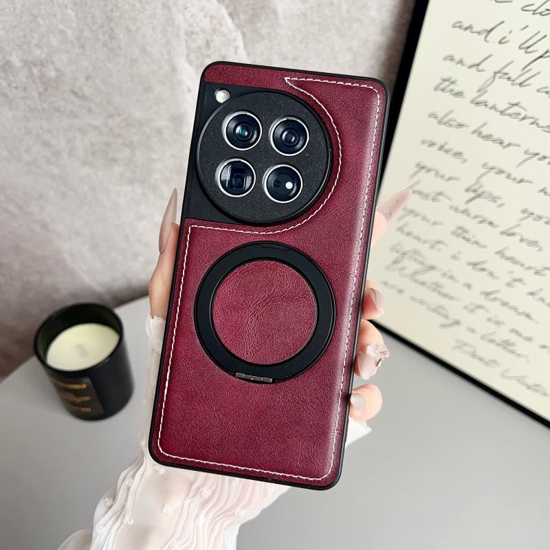 Luxury Calf Leather Magnetic For Magsafe Case for OnePlus 15 13 13T 13S 13R 12 11 11R ACE 5 3 Pro Wireless Charge Stand Cover