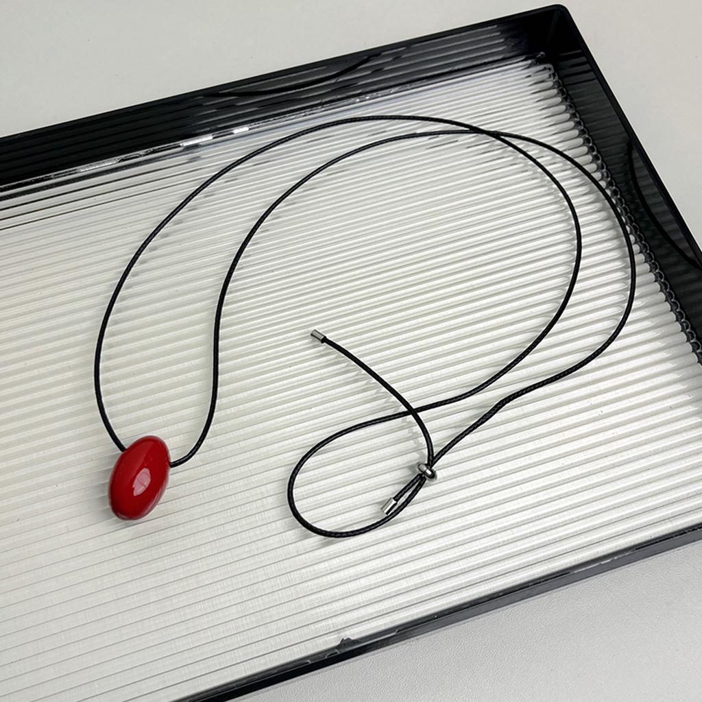 Шикарное Ожерелье-Кулон из Агатового Шара Универсальное Длинное Черное Шнуровое Ожерелье-Свитер Шарм с Подвеской из Шара Красного Агата