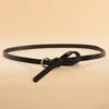 Simple Ring Knotted Thin Belt Women'S Leather Decorative Skirt Fashionable Cowhide Small Belt Red
