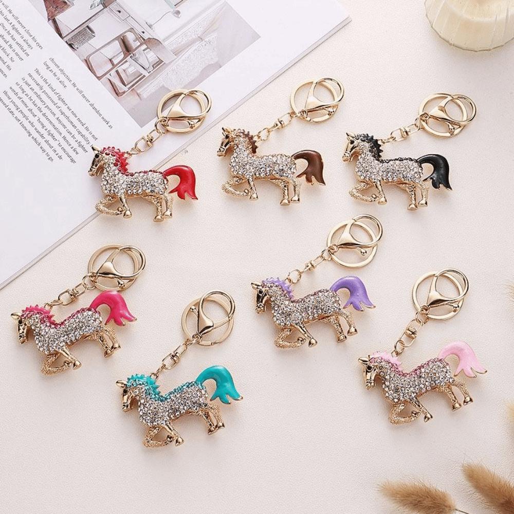 Colorful Horse Pendant Keychain Metal Animal Key Ring Horse KeyChain Backpack Decoration