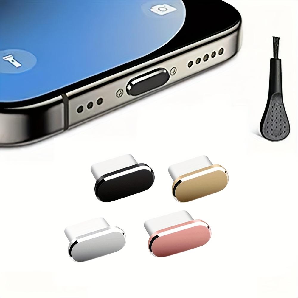 4 шт. заглушки от пыли для телефона, в комплекте с чистящей щеткой - Металлическая заглушка/крышка для порта зарядки телефона, украшения для мобильного телефона, подходят для разъемов Type-c
