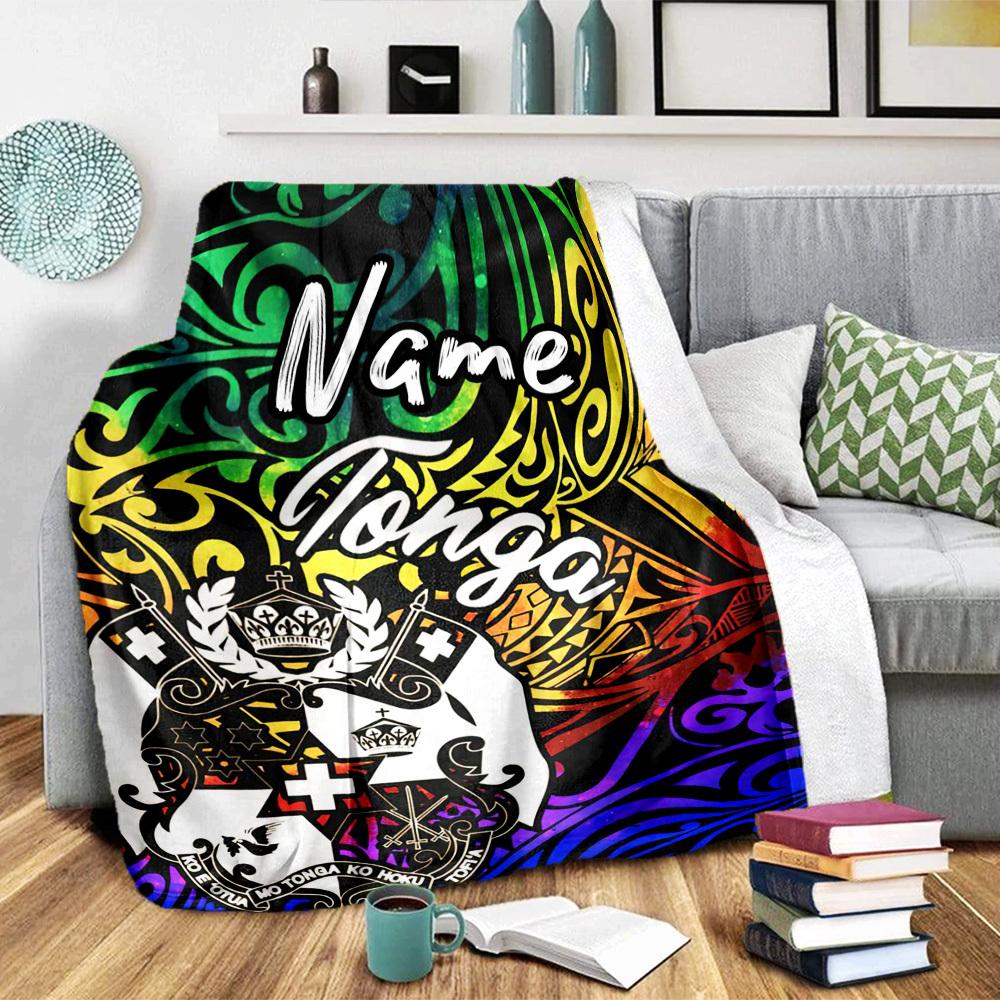 Custom Name Tonga Polynesian Tattoo Design Home Customize Your Name Blankets Comfortable Soft Lightweight Allseason Multipurpose Blanket For Picnics