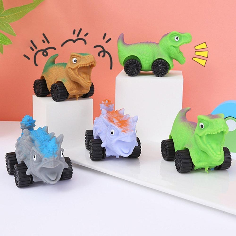 with Wheel Cartoon Fidget Toy High Elasticity Cute Pinch Toy Dinosaur Squeeze Toy Kids Tricky Doll