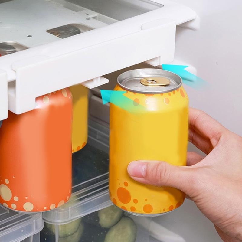Refrigerator Slide Under Shelf Can Dispenser Hangings Drawer Storage Rack for Cans Beverages Holder Organizer Container