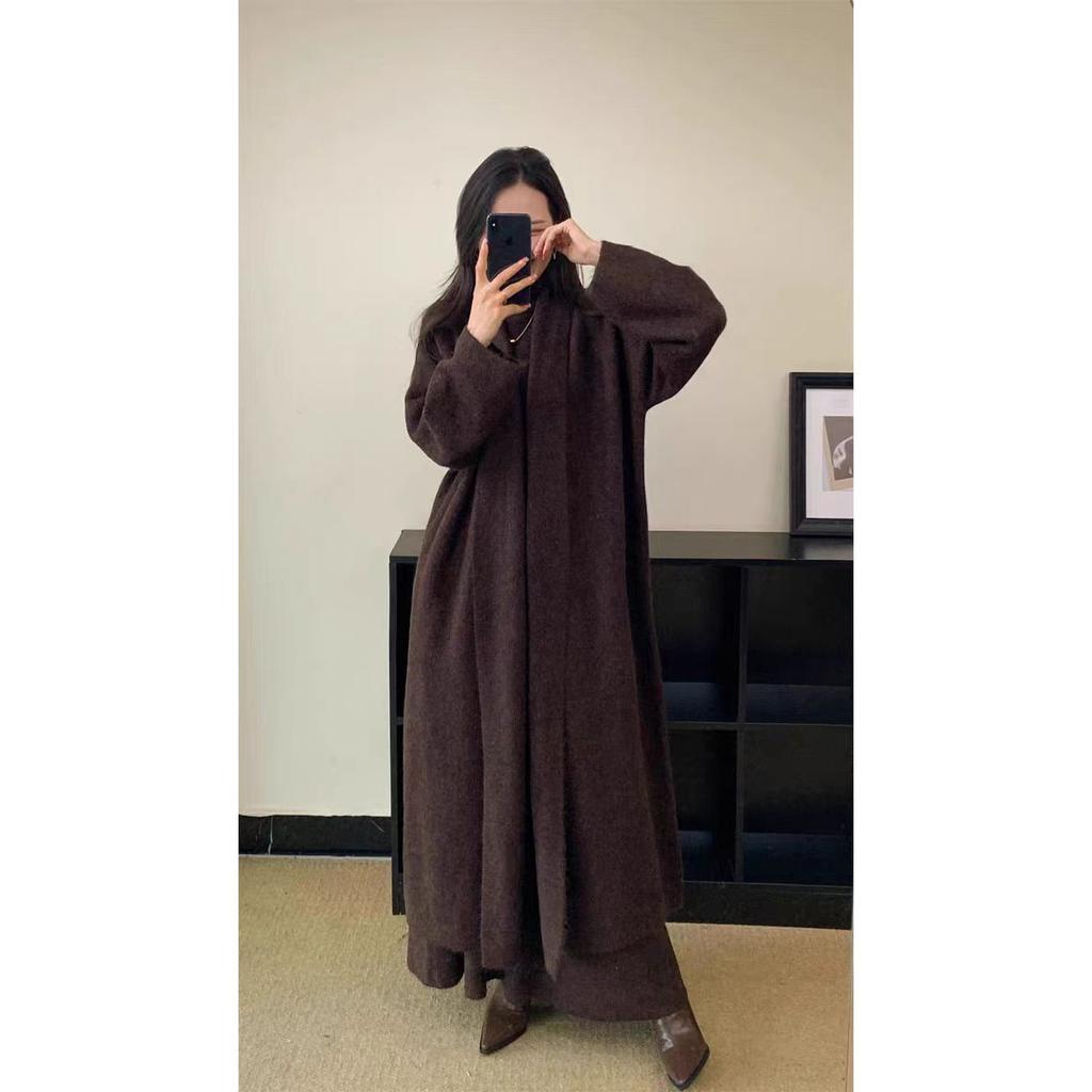 Женский комплект из трех предметов: длинный свитер, жилет, джемпер, вязаный крючком кардиган, весна-осень-зима, юбка с высокой талией Y2k