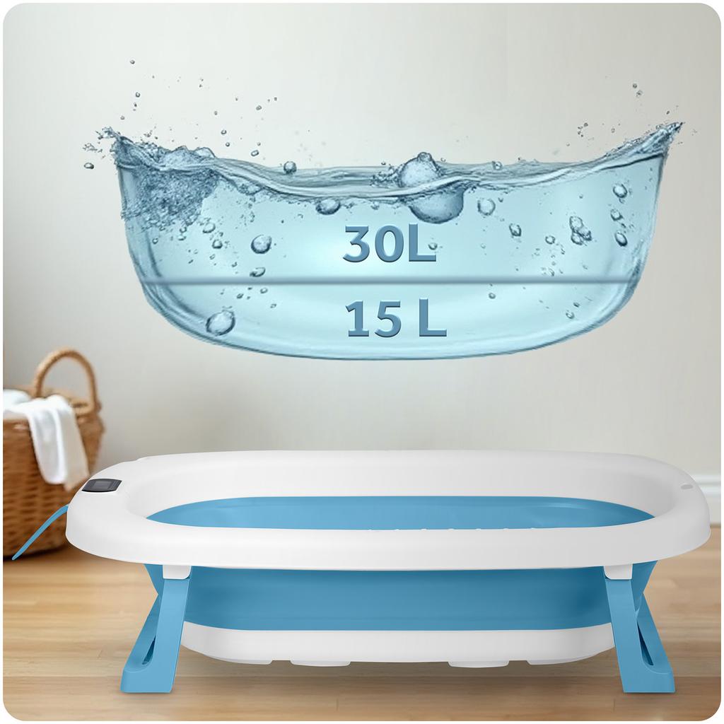Foldable Bathtub for Children, Babies with Frame, Thermometer and Insert Ricokids Rk-287 White and Blue