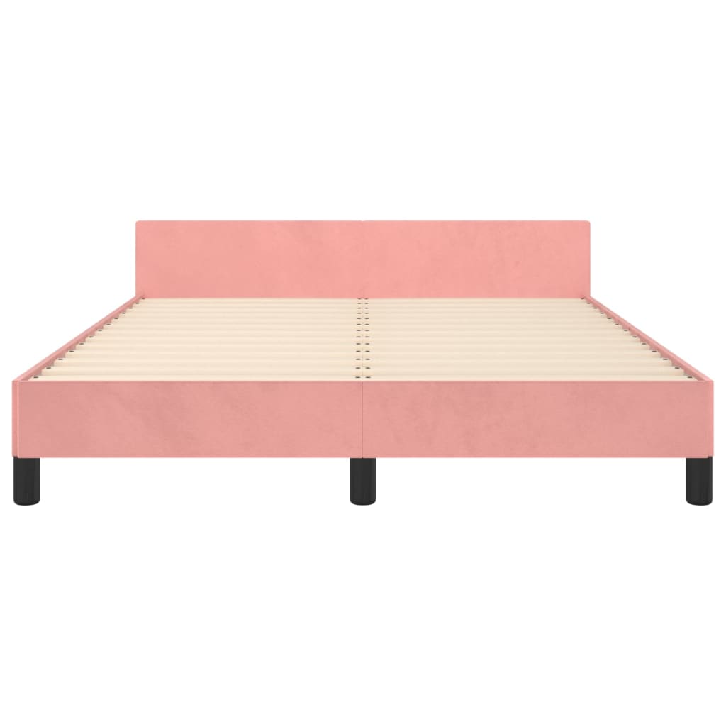 Pink Bed Frame with Headboard 140 x 200 cm Velvet