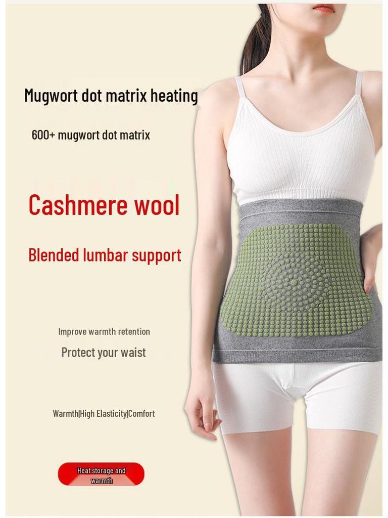 Unisex Mugwort & Cashmere Waist Support Belt: Warm Abdominal Wrap & Stomach Protector for Cold Protection.