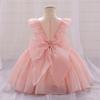 Детская одежда для маленьких девочек, платье с блестками и большим бантом для маленьких девочек, свадебное платье для первого дня рождения, платья принцессы дворца для девочек