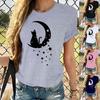 Футболки с принтом «Горячие кошки» для женщин, летние футболки с коротким рукавом, повседневные летние женские топы с круглым вырезом