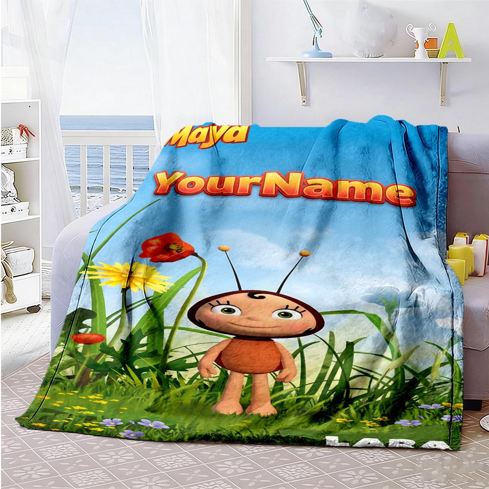 Biene Maja Personalized Name Blanket Lightweight Personalized Blanket Ultra-Soft Suitable for Livingroom Seaside Office Chair Chair All-Season Use