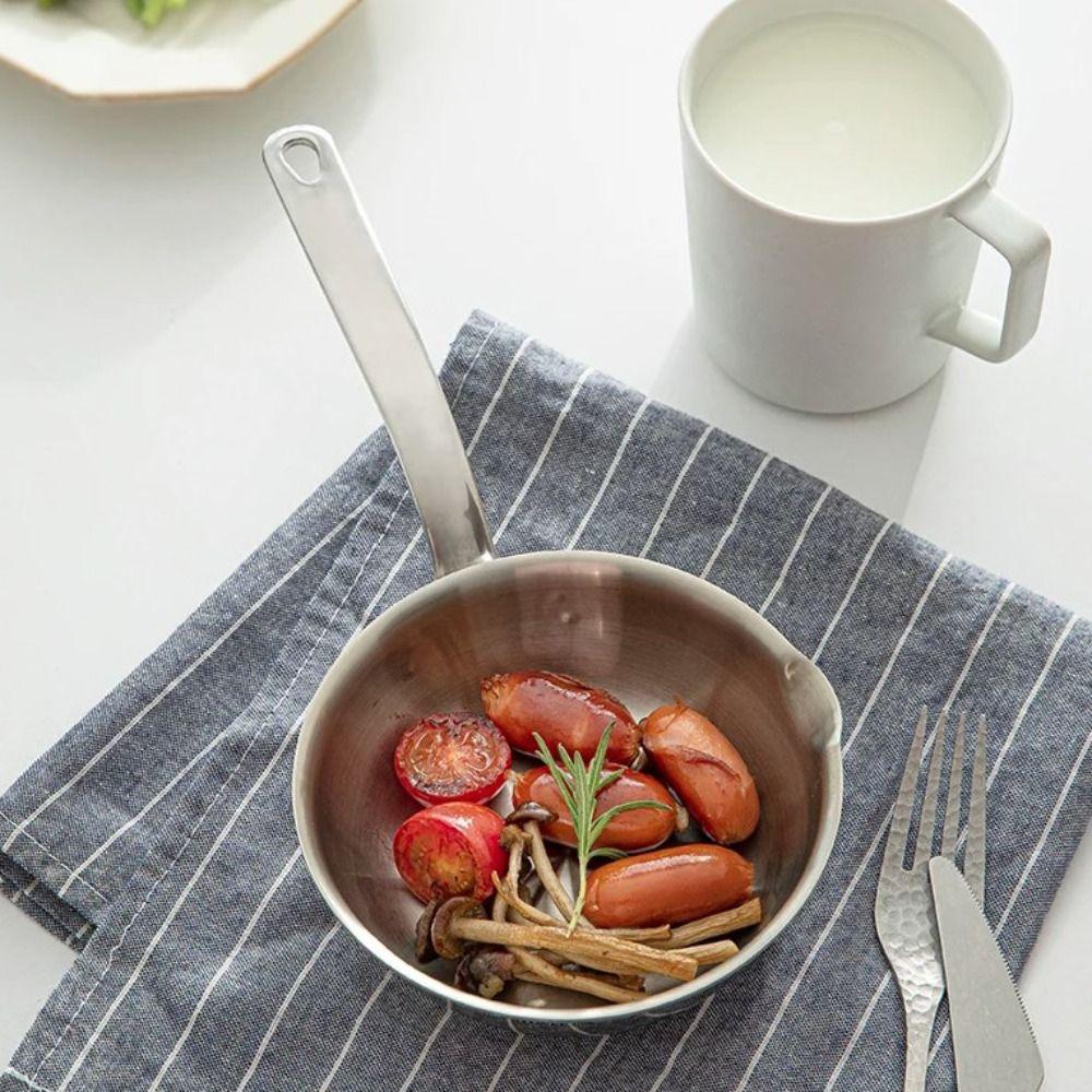 Diversion Port Stainless Steel Frying Egg Pan Silver Breakfast Cooking Pot  Complementary Food