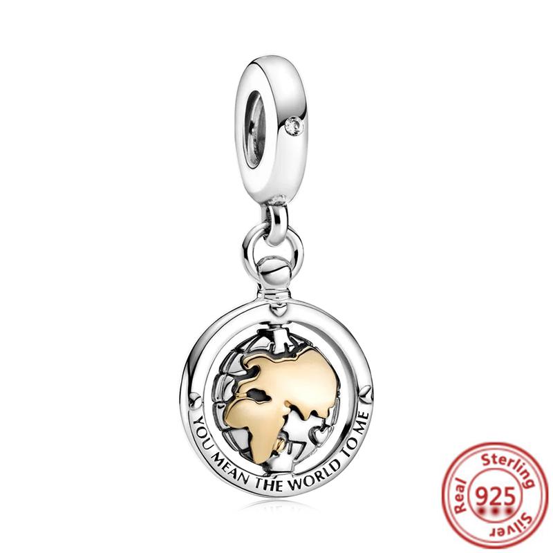 Медь 925 пробы Золотое Сердце Любви Четырехлистный Клевер Ангел Солнце Дерево Перья DIY Бусины Подходят для Оригинального Шарм-браслета Pantaro Мелкий Циркон