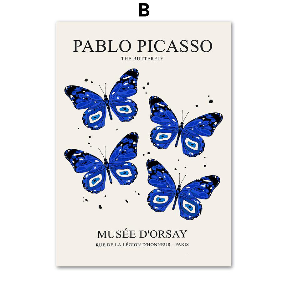Matisse Andy Warhol Butterfly Botanical Canvas Painting Blue Bauhaus Wall Art Posters And Prints For Living Room Decor Pictures