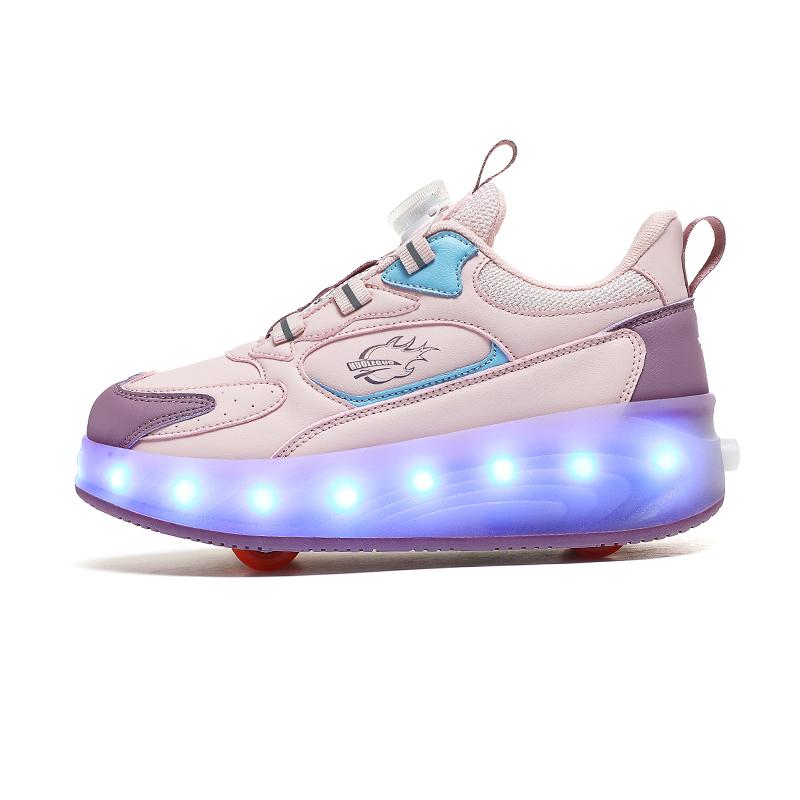 Детская спортивная обувь с подсветкой, перезаряжаемые двухрядные четырехколесные коньки, походная обувь, спортивная обувь для досок