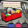 Folding Fabric Storage Box 3 Compartments Portable Car Trunk Organizer Cooler Bag Cargo Container