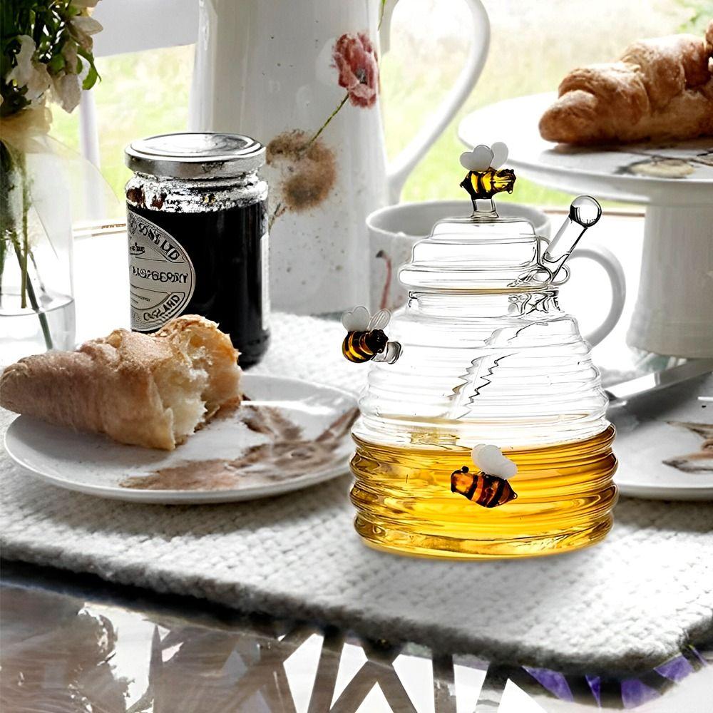 Transparent Bee Jar Unique Honeycomb Tank Storage Pot Large Honey Bottle  Syrup