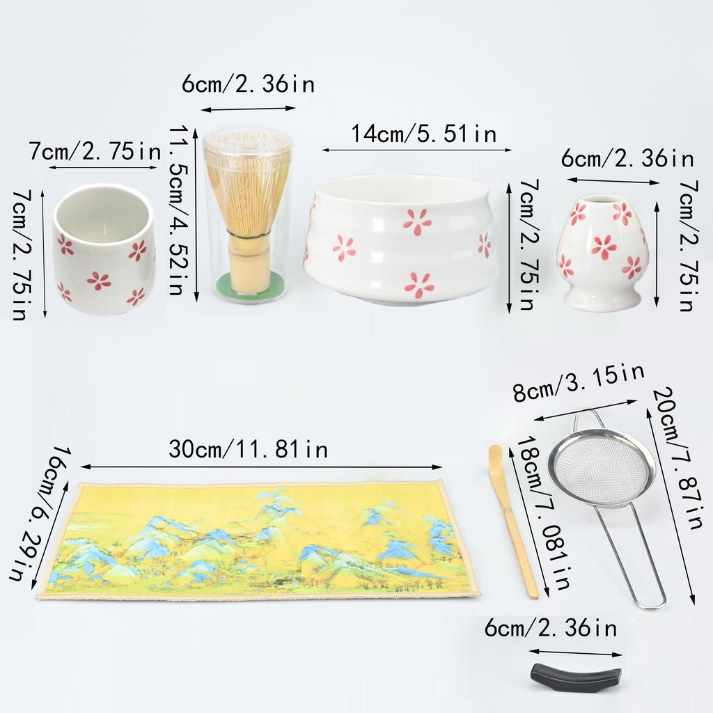 2 ШТ/4 ШТ/7 ШТ/Набор Японский Набор Матча С Подставкой для Инструментов, Включая Чашу, Ткань, Ложку, Подставку для Чайного Венчика, Сито, Чайный Венчик, Пер