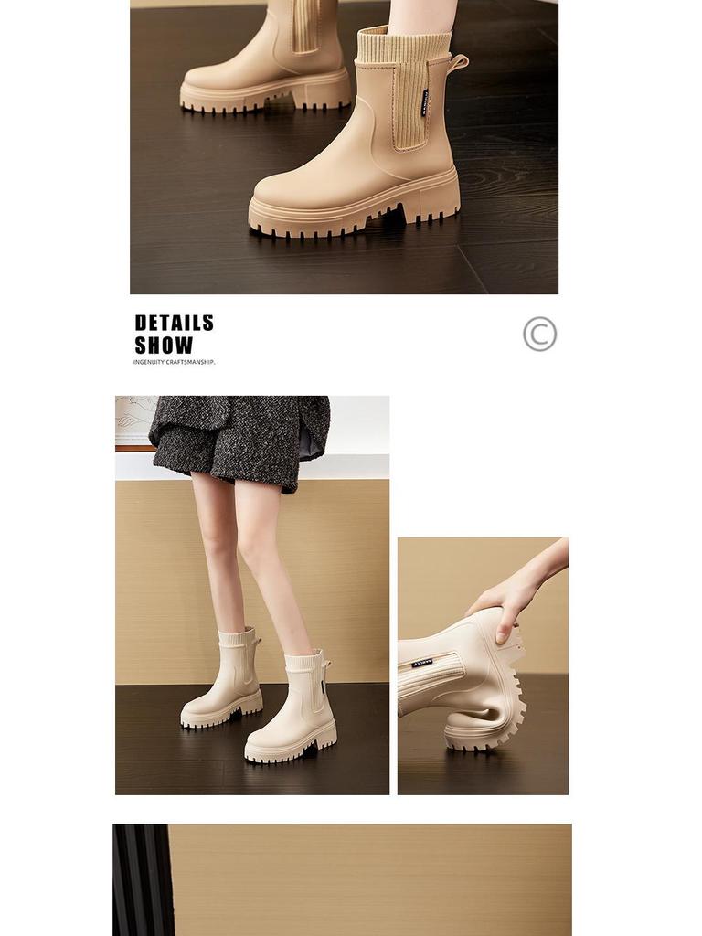 Женские эластичные резиновые сапоги Chelsea, средней высоты, водонепроницаемые, нескользящие; Идеально подходит для ношения на открытом воздухе.