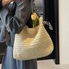 Новая повседневная соломенная плетеная сумка-тоут для отпуска, модная, большой вместимости, на плечо, пляжная сумка, женская, идеально подходит для повседневного использования, путешествий и пляжных прогулок