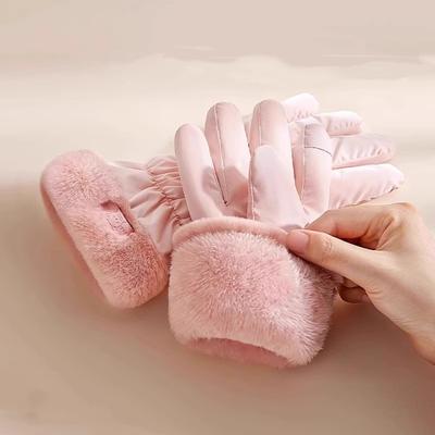 Женские лыжные перчатки Зимние Облачные Флисовые Утолщенные Теплые Плюшевые Водонепроницаемые Перчатки с Сенсорным Экраном Для Катания на Открытом Воздухе Альпинизма