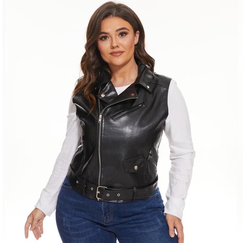 Women PU Leather Waistcoat Motorcycle Vest Coat Sleeveless Vests
