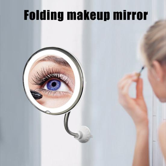 Светодиодное складное зеркало с присоской 10X вращающееся на 360 градусов зеркало для макияжа на гибкой ножке портативное косметическое зеркало с лампой