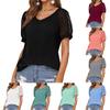 Women's Lace Short Sleeve Shirt V Neck T-Shirt Dressy Casual Tops Raglan Short Sleeve Lace Short Sleeve Panel Comfortable Cotton Top
