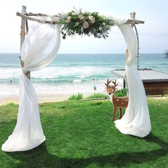 Wedding Arch Drape Curtain Draping Ceremony Reception Hanging Decoration Veil Seaside Background Decor for Banquets Engagements Parties