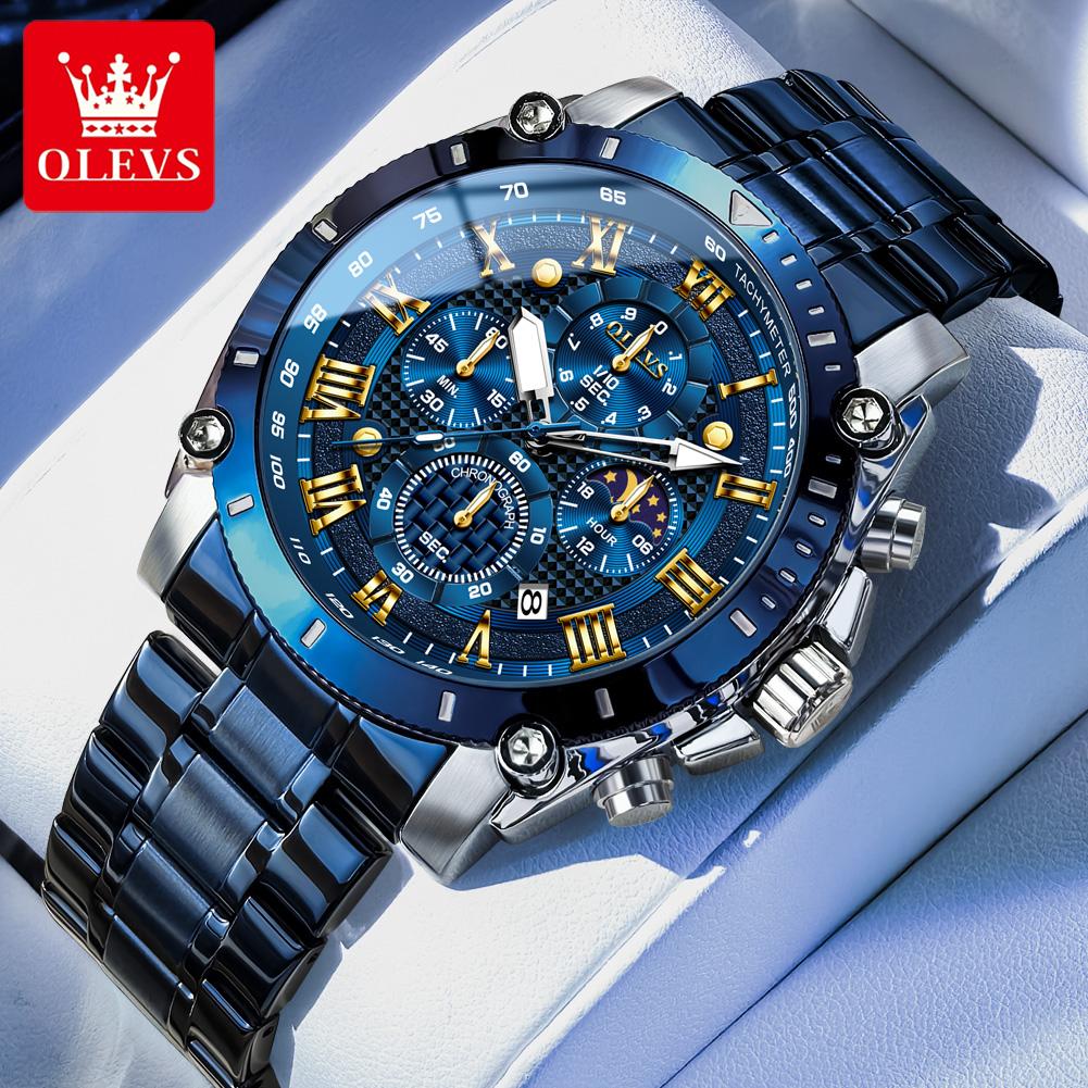 New Mens Watches OLEVS Top Luxury Brand Big Dial Watch Men Waterproof Quartz Wristwatch Sport Chronograph Clock Relogio Masculin