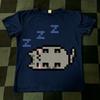 Cute Sleepy Gray Pixel Cat Three Zzz Symbol Graphic T Shirt Simple Pixel Animal Print Cotton Unisexs and Womens T Shirt