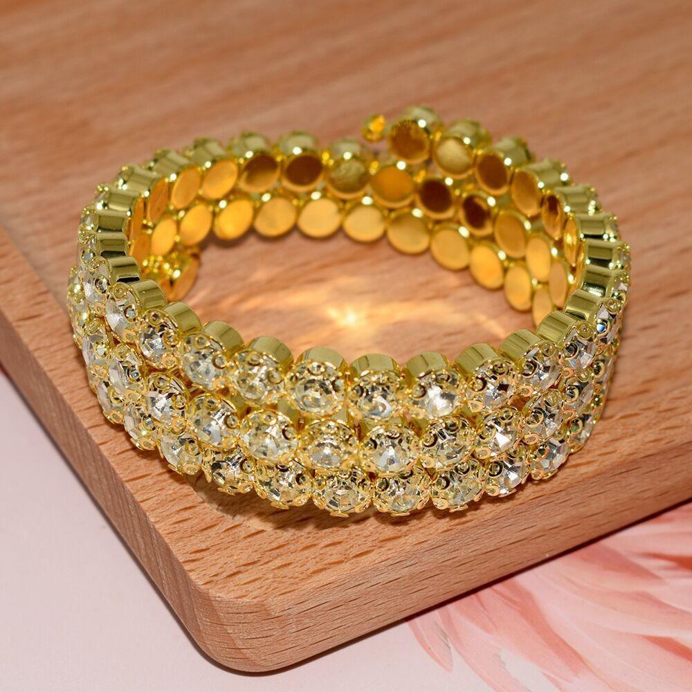 Rhinestones Bridal Jewelry Hand Wrist Bracel Crystal Bracelets Wedding Bangles Five Rows Bangles