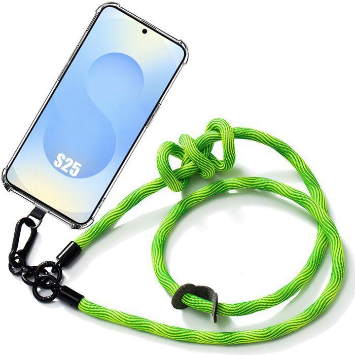 Coque pour Samsung Galaxy S25 - Protection Anti-Rayures avec Bandoulière Vert - BOOLING
