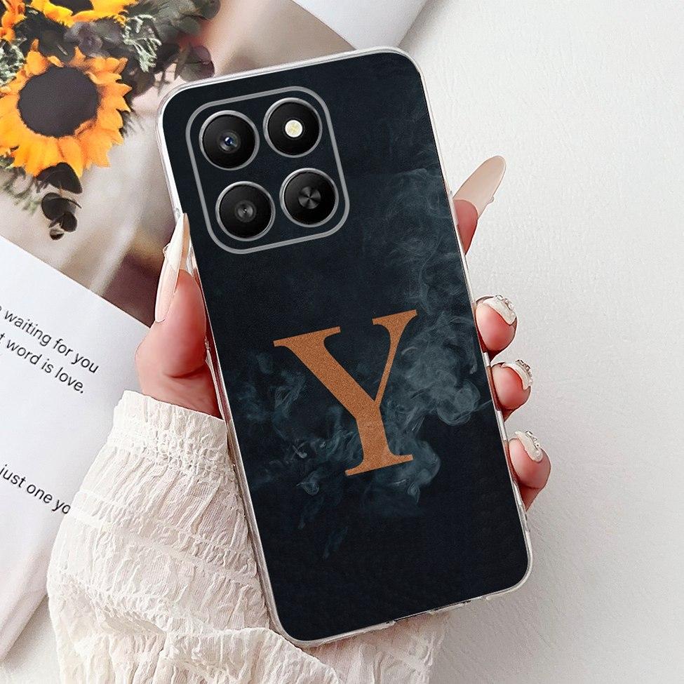 Clear For Honor 400Smart 5G LGN-NX1 Case For Honor 400 Smart Cover Luxury A-Z Letters Fashion Flowers Crown Soft Bumper Casing