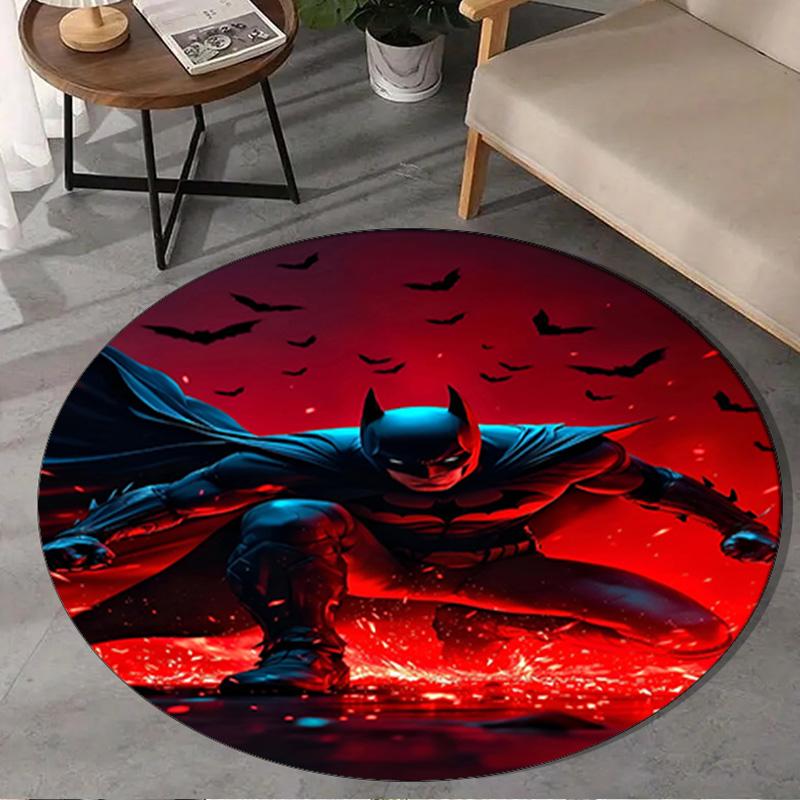 1PC Bat In Colorful Artwork Round Rug, Non-slip Chair Mat, Home Decor, Circle Carpet Perfect for Office, Bedroom, Living Room,Christmas gift