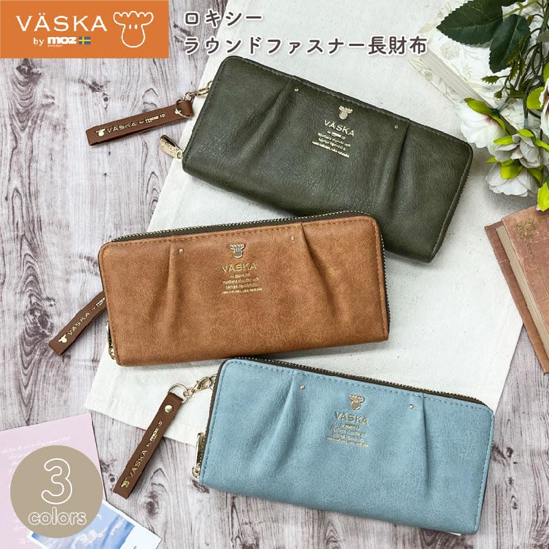 K-PARTS VASKA от moz Круглый кошелек на молнии, Кошелек Moz VASKA с лосем, Многофункциональный с отделениями для карт, Идеальный подарок для женщин, девушек и
