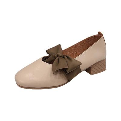 Весенне-летние туфли-лодочки женские универсальные 2025 новые средний каблук бант вечерние элегантные туфли фея бабушка Дуду обувь