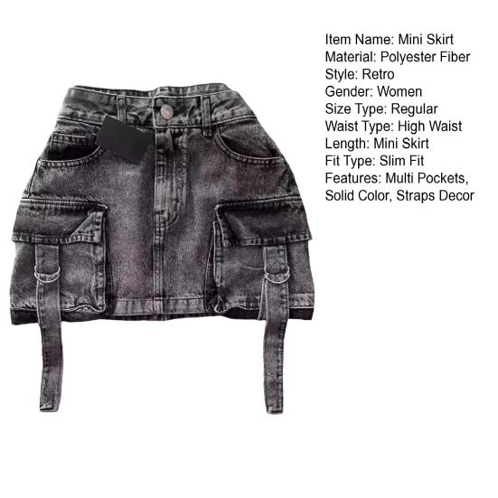 Женская мини-юбка А-силуэта с высокой талией, однотонный дизайн, короткая юбка с подкладкой, ретро-юбка в готическом стиле, повседневная одежда