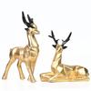 Набор из 2 смоляных скульптур оленей Хиран для домашнего и офисного декора в стиле природы, идеально подходит для любителей природы, прекрасный подарок для друзей и семьи (Золото)